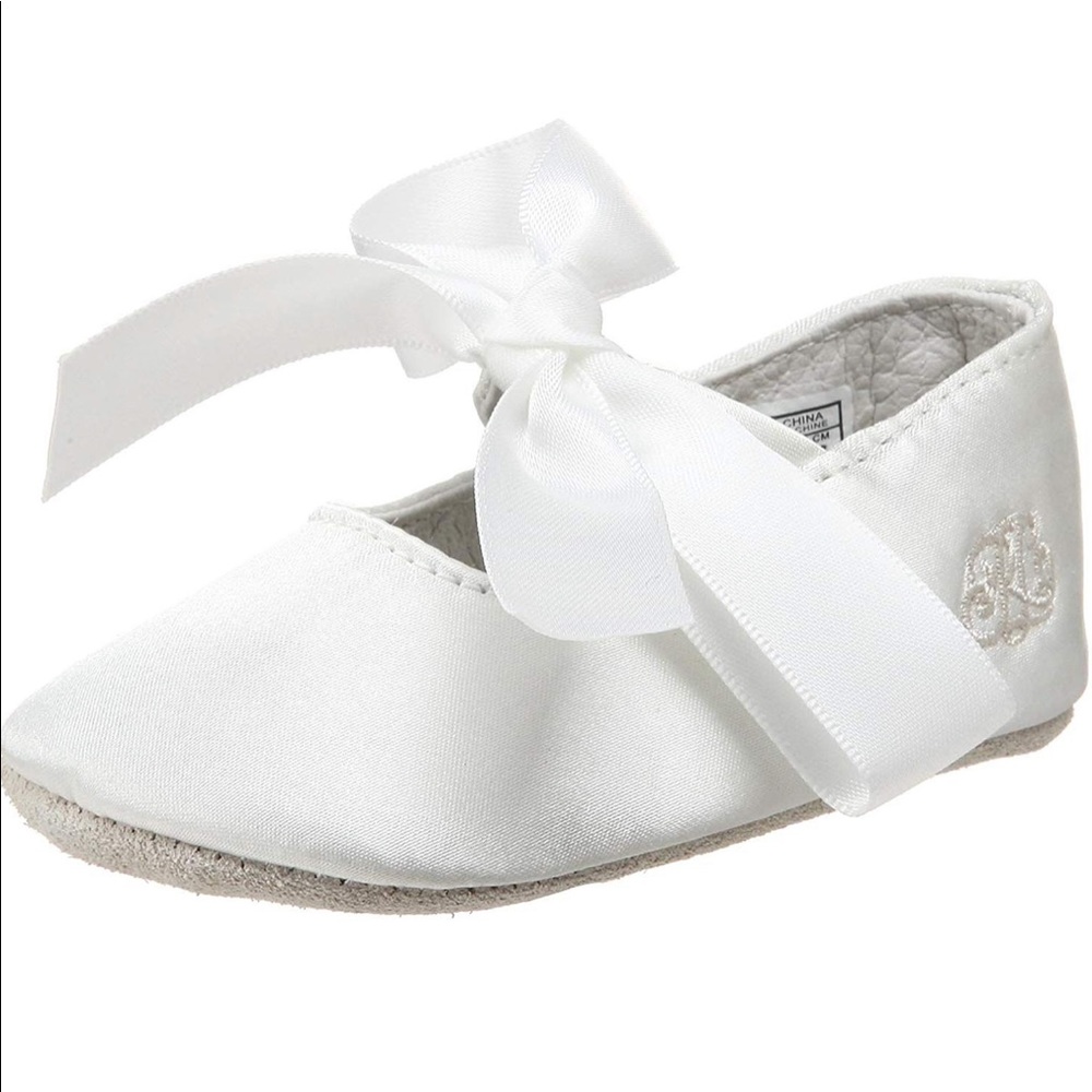 Ralph Lauren layette champagne satin shoes